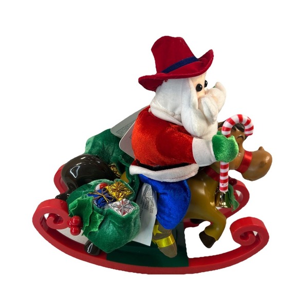 Christmas Gemmy Animated Cowboy Western Santa Riding Rocking Horse Works Read - Picture 3 of 16
